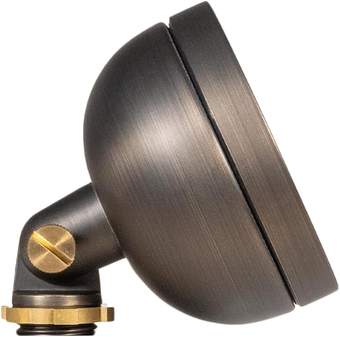 VOLT 12V Mini Round Brass Frosted Flood Light (Bronze) with 3W 2700K Warm White G4 LED Bulb for Low Voltage Landscape Lighting of Outdoor Wall Garden or Yard