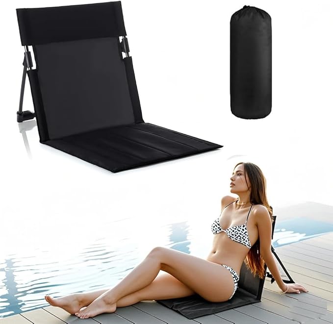 1 Pack Foldable Poolside Chairs – Portable Flip Chairs for Edge of Pool Beach Camping Picnic Lawn – Compact &amp Lightweight Outdoor Seating Accessories (1 Black)