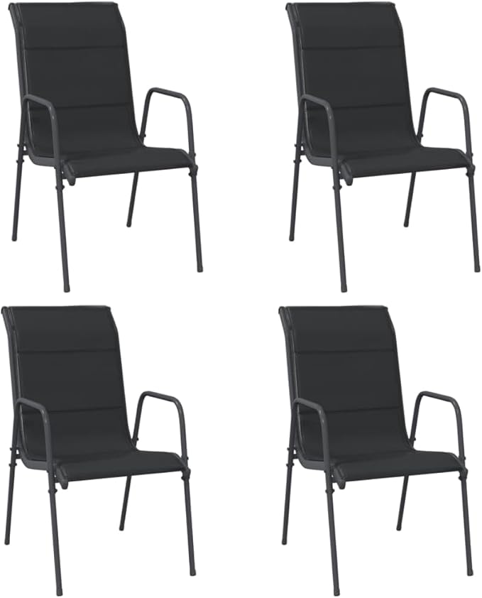 Patio Chairs 4 pcs Steel and Textilene Black Outdoor Patio Dining Lawn Outdoor Dining Chairs Sillas para Comedor for Living Room Courtyard Study Beach