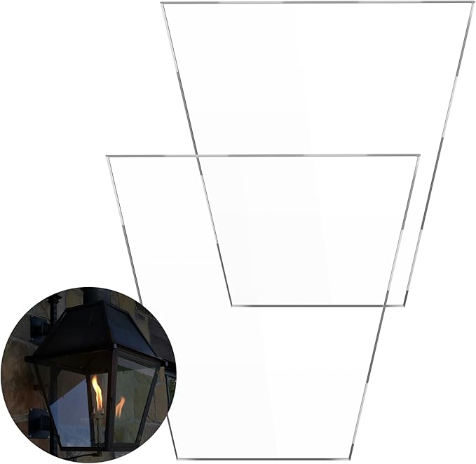 Yookeer 2 Pcs Tempered Glass Pane for Outdoor Gaslights Clear Heat-Resistant Replacement Glass Thick (Standard)