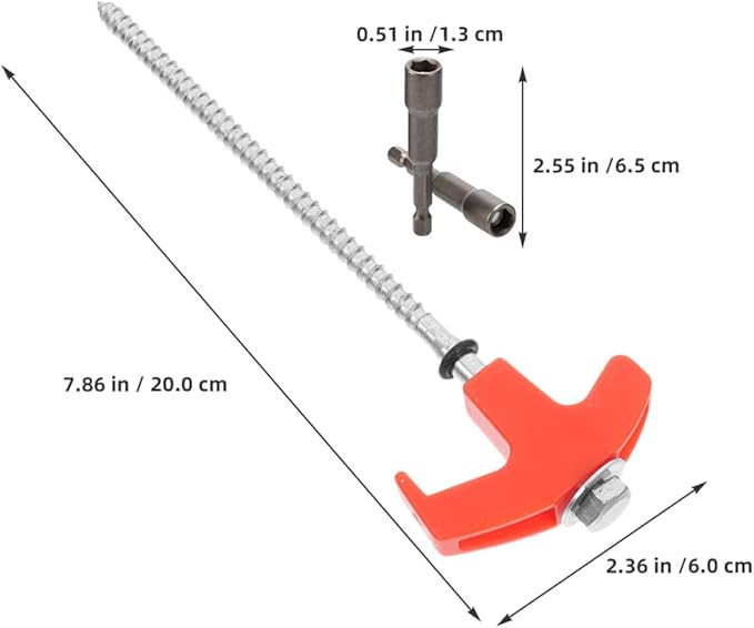 13pcs Heavy Duty Metal Screw Tent Stakes with Six-Sided Head Ground Anchor Pegs for Camping and Outdoor Shelters Sturdy 9.8-inch Screw-in Tent Pegs Set for Lawn and Hiking