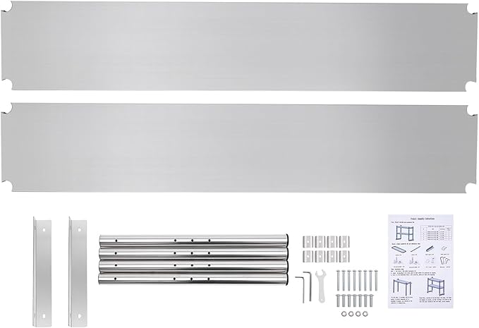 2 Tier Stainless Steel ShelvingHeavy Duty 88LBS Capacity Per Layer Adjustable Shelf StorageCommercial Storage Rack for Warehouse Garage Supermarket