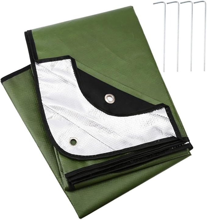 Reflective Thermal Tarp for Camping and Survival Lightweight Insulated Blanket for Outdoor Activities (Green)