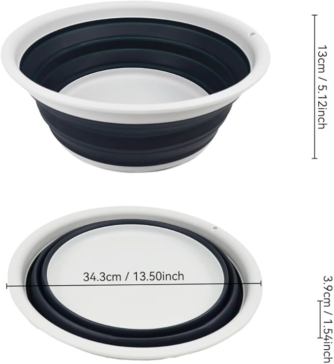 SAMMART 7.5L (1.98 Gallon) Collapsible Tub - Foldable Dish Tub - Portable Washing Basin - Space Saving Plastic Washtub (Grey/Slate Grey (Set of 2))