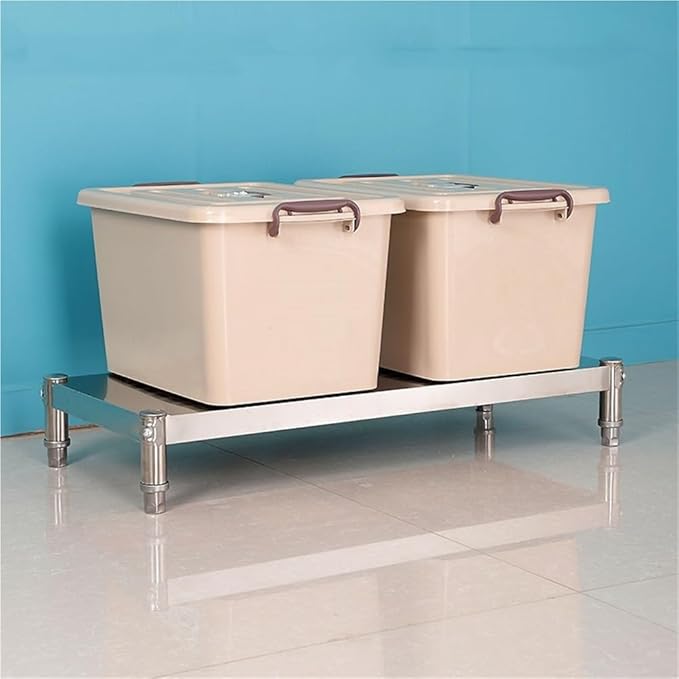 Stainless Steel Floor Riser with Adjustable Feet Heavy Duty Dunnage Rack Commercial Metal Stand Pedestal for Restaurants Kitchens Garages(39.4x13.8x5.9in)