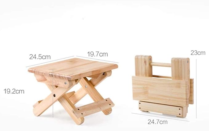 Solid Wood Folding Stool Portable Simple Household Stool Small Bench for Shaving and Shower Foot Rest for Picnic Fishing Bathroom Garden Camping