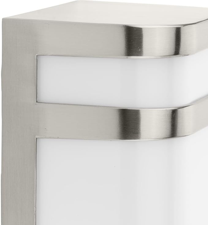 Progress Lighting Valera LED Collection 1-Light Matte White Acrylic Shade Modern Outdoor Small Wall Lantern Light Brushed Nickel