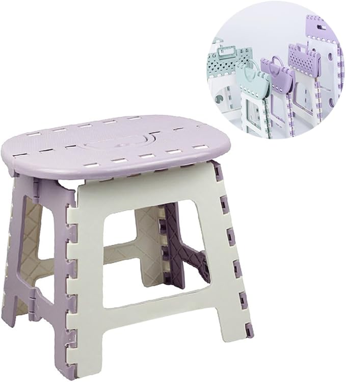 Portable Plastic Folding Chair for Home Office Sturdy Foot Stool Outdoor Camping