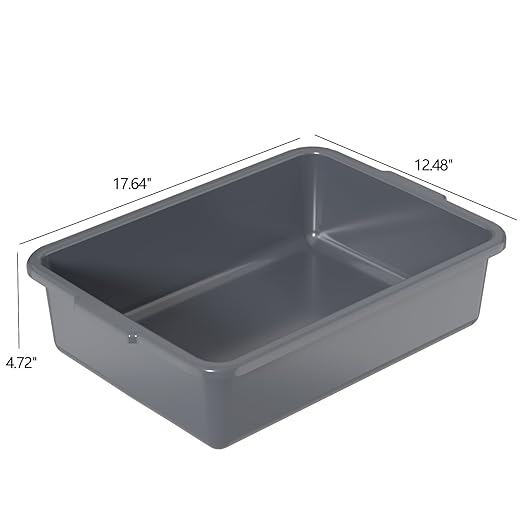 Readsky 12 Packs 13 L Plastic Commercial Bus Tub Plastic Restaurant Dish Washing Box Gray
