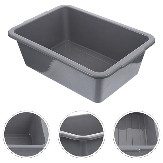 PRETYZOOM 2pcs Commercial Plastic Utility Box Dish Washing Tub 34x23.8x10.9cm Rectangular Storage Basket for Restaurants and Food Service