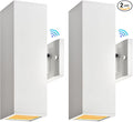 wowlite Modern Porch Lights White 2 Pack Dust to Dawn Outdoor Light Waterproof Outdoor Wall Lights Exterior Up and Down Lighting 13 Square Outdoor Wall Sconce Lights for House Garage Front Door