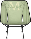 Custom Sage Green Portable Camping Chair Personalized Backpacking Chair with Name Lightweight Foldable Chairs for Hiking Beach