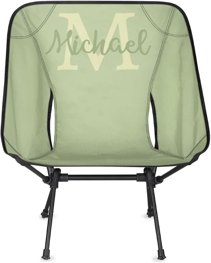 Custom Sage Green Portable Camping Chair Personalized Backpacking Chair with Name Lightweight Foldable Chairs for Hiking Beach
