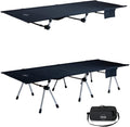 iClimb Super Easy Assemble Folding Cot Ultralight Compact Heavy Duty with Carry Bag for Adults Camping Backpacking (Black Two Heights)