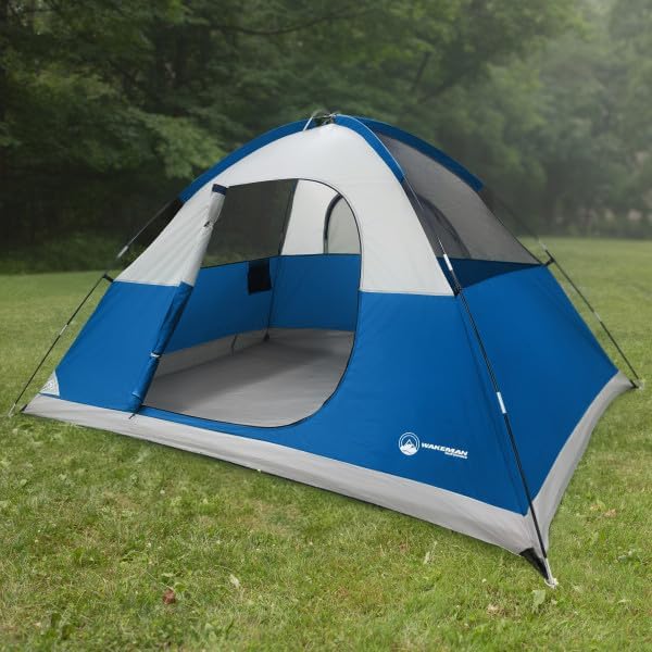 4 Person Camping Tent with Rainfly and Carrying Bag - Easy Pop Up Family Tents for Camping Essentials Beach Hiking Backpacking Mountaineering and Camp Travel