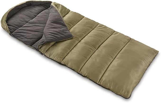 Guide Gear Fleece Lined Hooded 0-Degree Sleeping Bag for Adults and Kids Warm Winter Cold Weather Lightweight Portable for Camping Backpacking Hiking Outdoors