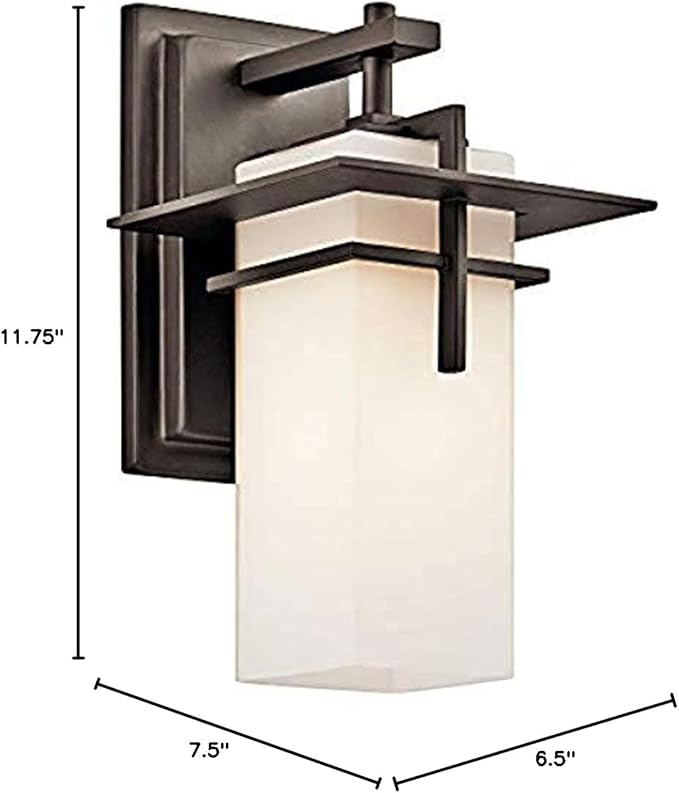 Kichler Caterham 11.75 1 Light Outdoor Wall Light with Satin Etched Cased Opal Glass in Olde Bronze®