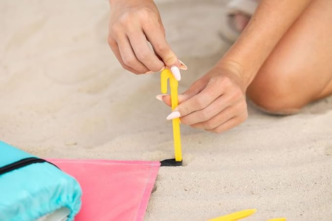 XL Beach Blanket Sandproof Waterproof for 4-6 Adults - 10ft x 9ft Beach Mat with Zippered Pocket 4 Stakes &amp Storage Bag | Lightweight 1.4 lbs Quick-Dry Blanket for Beach Camping &amp Picnic