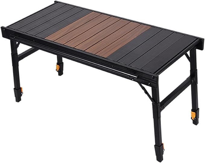 Outdoor Folding Table with Adjustable Legs Camp Table for Backyard Patio BBQ