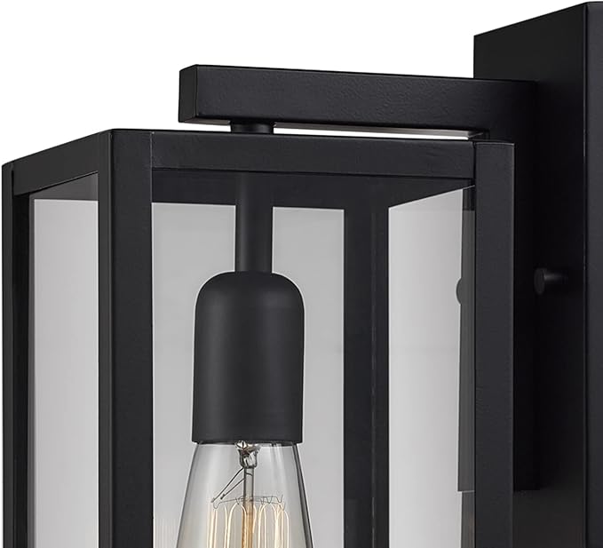 Globe Electric 44176 1-Light Outdoor/Indoor Wall Sconce Matte Black Finish Clear Glass Shade Weather-Resistant Modern Exterior Light