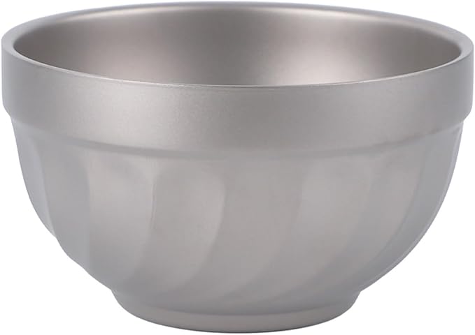 500ml Titanium Double Wall Bowl Ultralight Unbreakable Camping Tableware for Outdoor Hiking Picnic Backpacking Dishwasher Safe (Yulan Bowl)
