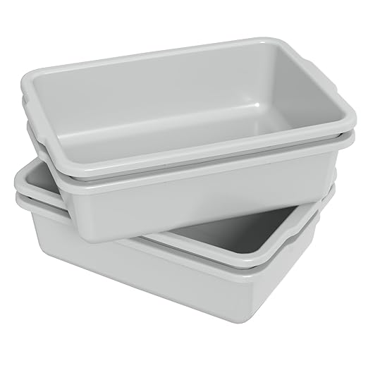 35 L Plastic Commercial Bus Tub Large Bus Tubs Restaurant Light Gray 4 Packs