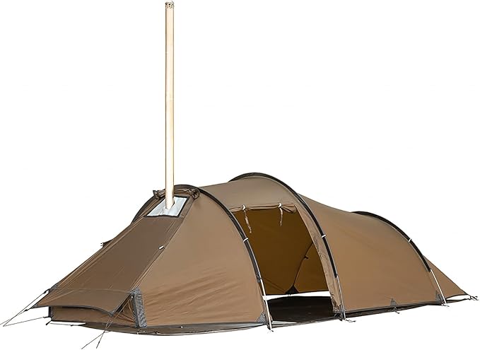 POMOLY Tunnel Tent for 1-2P Camping Locomotive 2 Chimney Tent for 4 Season Hiking Backpacking Hunting (Without a Ground Sheet)