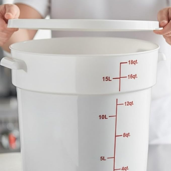Soro Essentials- 12-1/2” Polypropylene Round Food Storage Container Lid Only White Color- Fits 1218 and 22 qt. Round Food Storage Container Lid for Pantry Organizer Storage Perfect for Kitchen Fridge