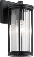 Kichler Barras 11.5 1 Light Outdoor Wall Light with Clear Ribbed Glass in Black