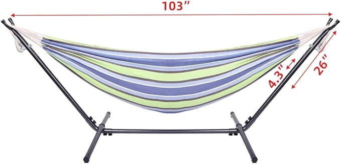 Double Hammock with Stand Double Outdoor Hammock Heavy Duty Outside Garden Yard Outdoor 330lb Capacity Free Standing Hammocks with Portable Carrying Bag for Outside Indoor Yard Camping