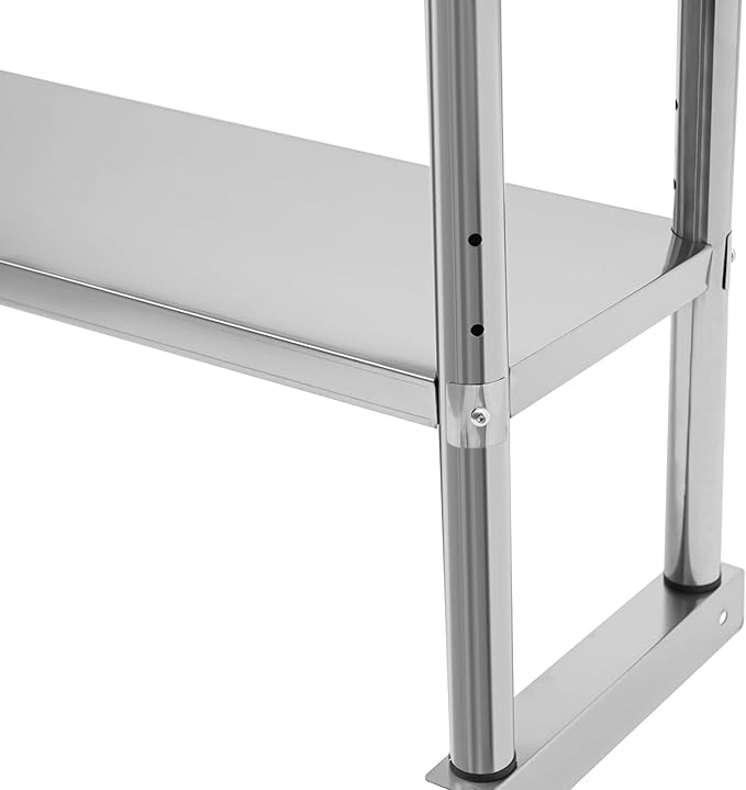Stainless Steel Double Tier Overshelf 12 * 71in Commercial Heavy Duty Shelving Height Adjustable Shelf Storage for Prep &amp Work Table in Restaurant Home and Kitchen (12 * 71in)