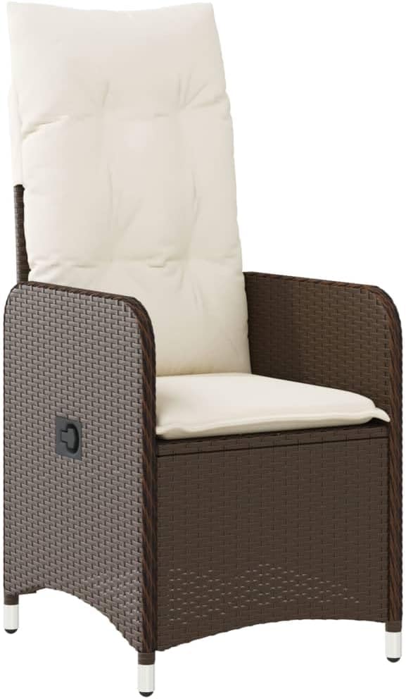 Reclining Garden Chair Set of 2 Brown Adjustable Outdoor Loungers with Side Table Durable Patio Seating for Backyard Relaxation