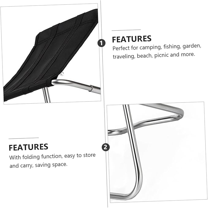 BESTOYARD Fishing Chair Portable Folding Camping Stool Easy Setup for Outdoor Hiking Beach BBQ Patio Garden Heavy Duty Bright for Night