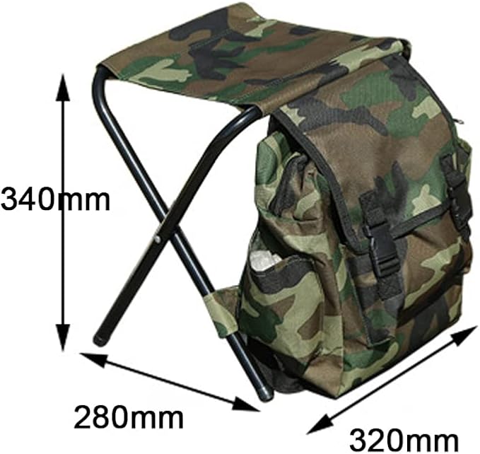 HXBER 2 in 1 Folding Chair Portable Backpack Stool Collapsible Camping Fishing Chair 12.6x11.0x13.4in Large ty for Outdoor Camping Picnic Hiking Fishing Travel Camouflage