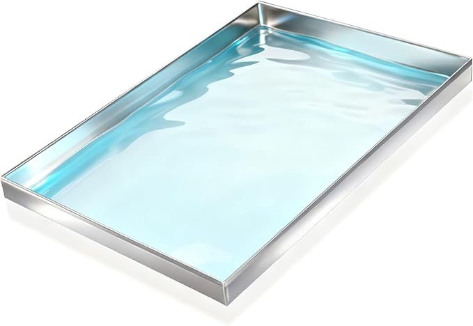 Rectangular Stainless Steel Drip Pan for Outdoor AC Unit &amp Plant Pot Tray - Durable Weather-Resistant 30x20cm (12x8in) - Prevents Water Seepage &amp Spills Keeps Floors Clean