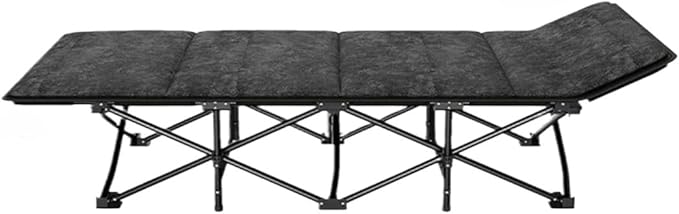 Folding Cot Lounge Chair with Removable Cushion Portable Heavy Duty Adjustable Pillow Reclining Compact Design for Outdoor Beach Camping Patio Garden