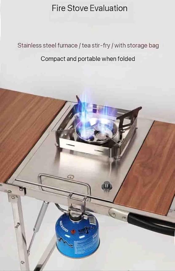 Outdoor Stainless Steel Multi-Function Table Hydraulic Folding Table Camping Tea Barbecue Dining TableCamping Mobile Kitchen Console