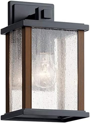 Kichler Marimount 11 1 Light Outdoor Wall Light with Clear Ribbed Glass in Black