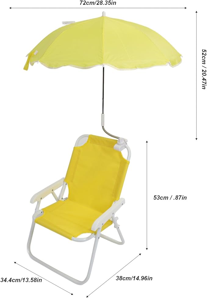 Low Beach Chair with Sun Umbrella Folding Camping Chair with Canopy Shade for Kids Adults Portable Children Camping Chairs Lawn Chair with Umbrella for Picnics Vacations