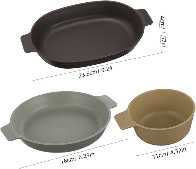 Happyyami 1set Portable Dish Set Outdoor Tableware Set Unbreakable Plastic Dinnerware for Camping Hiking Picnics Includes Plate Bowl and Cutlery