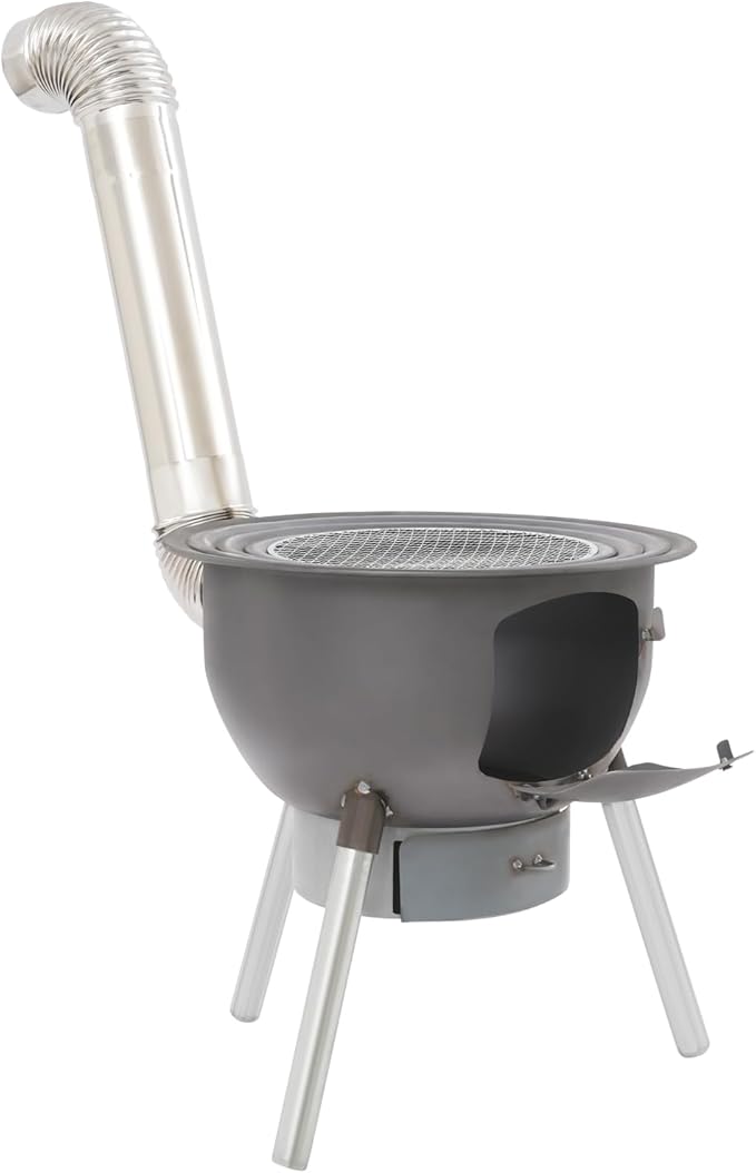 Multifunction Wood Burning Stove With Grill Rack Camping Wood Stove Large Charcoal Grill With Grill Rack For Outdoor/Backyard Cooking Picnic And Barbecue. (Black-19in)