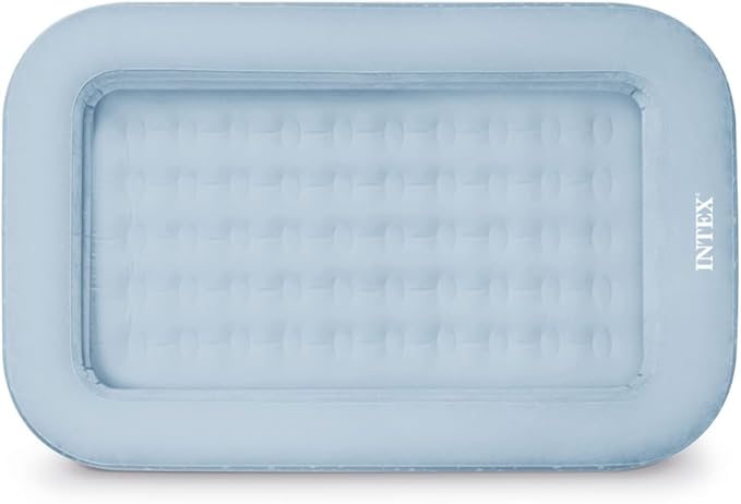 Intex 66810FL Inflatable Kidz Travel Bed Set Includes Hand Pump and Carry Bag Removable Mattress Quick Inflation Indoor Use 42in x 66in x 10in Blue with Star Print Frame