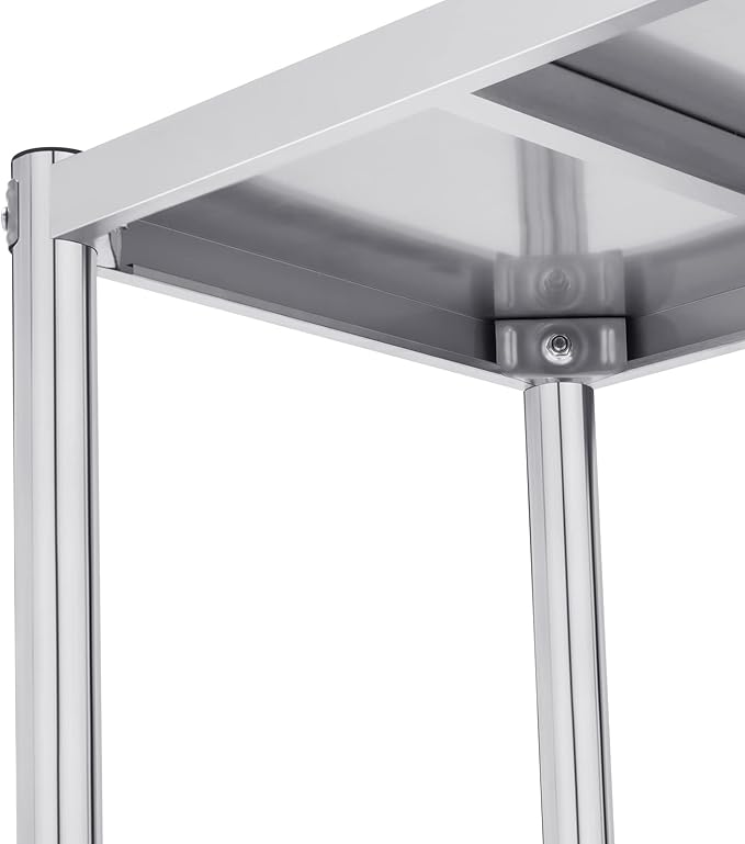 32×16 Stainless Steel Table Heavy Duty Stainless Steel Table for Prep Shelf Organizer Kitchen Storage Shelves Garage Shelves Commercial Kitchen Work Table for Restaurant Home and Hotel Silver