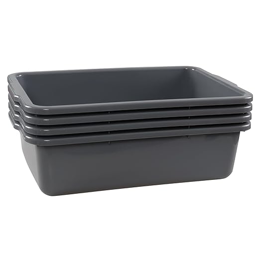 4 Pack Commercial Bus Box 32 L Plastic Bus Tubs Gray