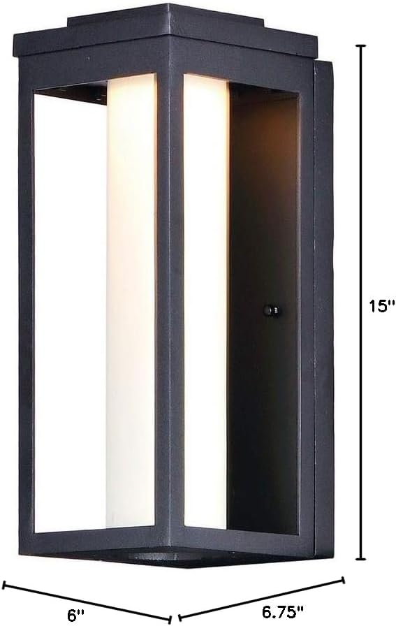 Maxim Salon-12W 1 LED Outdoor Wall Mount-6 Inches Wide by 15 inches high-Black Finish-Satin White Glass Color