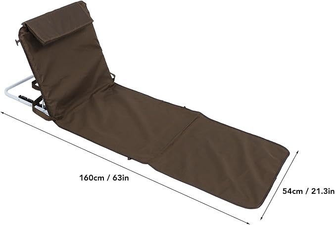 Alomejor Reclining Beach Mat Beach Lounge Chair Portable Folding Adjustable Backrest Dual Purpose Design for Sitting and Lying Pool Meadows Camping (Coffee)