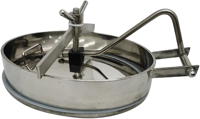 430 * 330mm / 16.9 * 13 Inch Stainless Steel Atmospheric Manhole Cover – 304 Oval Tank Manway with Handwheel Mirror Polished for Food Dairy Brewery &amp Chemical Industries