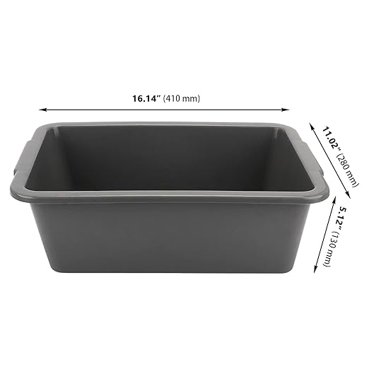 ZOENHOU 4 Pack 13 L Bus Tubs Plastic Bus Box Gray Tubs Commercial Bus Box Wash Basin Tote Boxs for Pantry Washing Dishes 5 Inch Deep