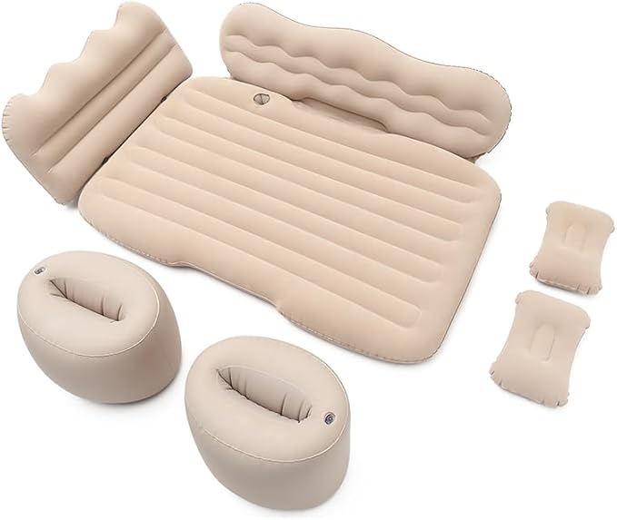 Car Air Mattress Compatible with Honda Prelude Hybrid 2026 12 V Pump Sleeping Pad with Headrest &amp Side Guards for Road Trips &amp Car CampingBeige