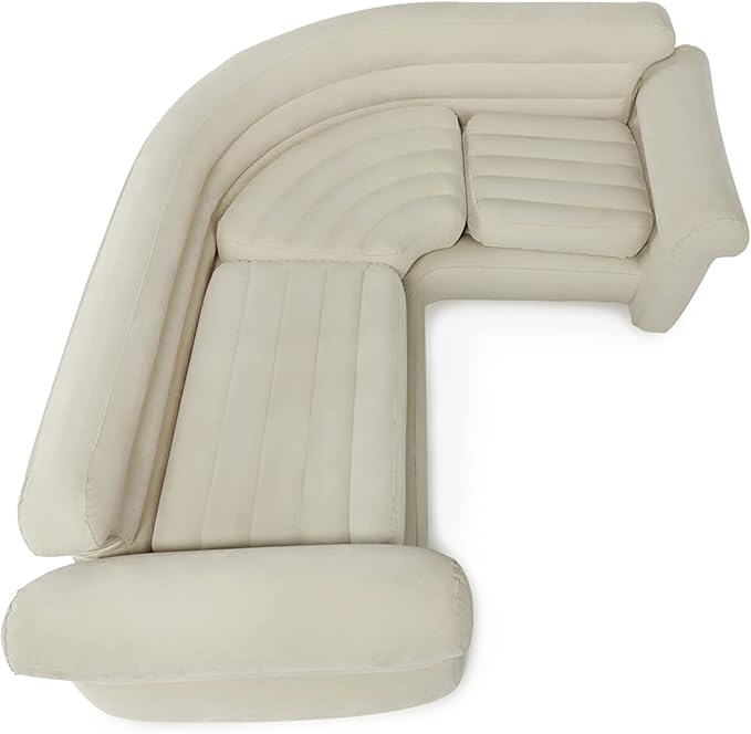 Intex Inflatable Corner Sofa L-Shaped Couch with 880 lb. Weight Capacity 2-in-1 Valve for Easy Indoor Setup 101 x 80 x 30”